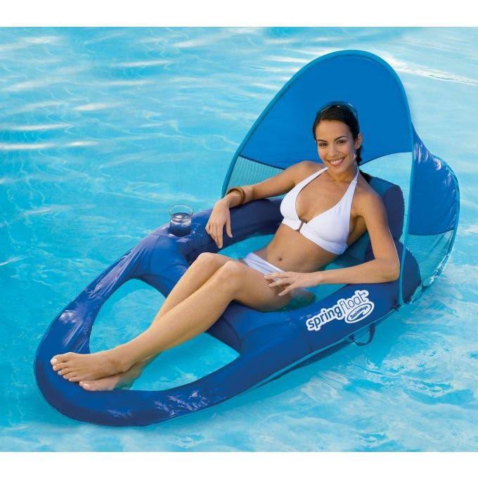 Blue 6 Pack Pool Lounge Chair with Sun Canopy E81136
