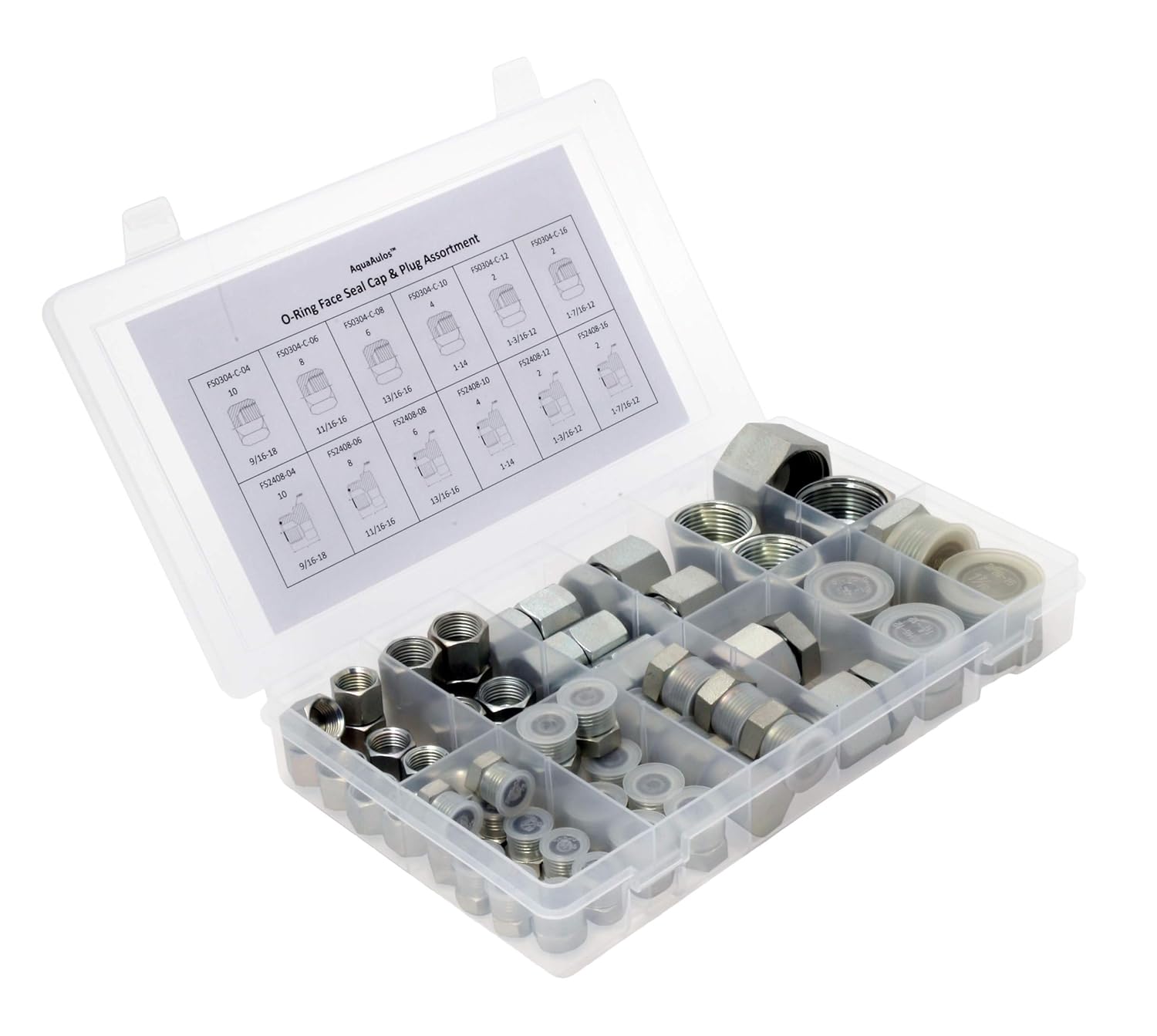 64 Pcs Galvanized Steel ORFS Cap & Plug Assortment Kit M718584