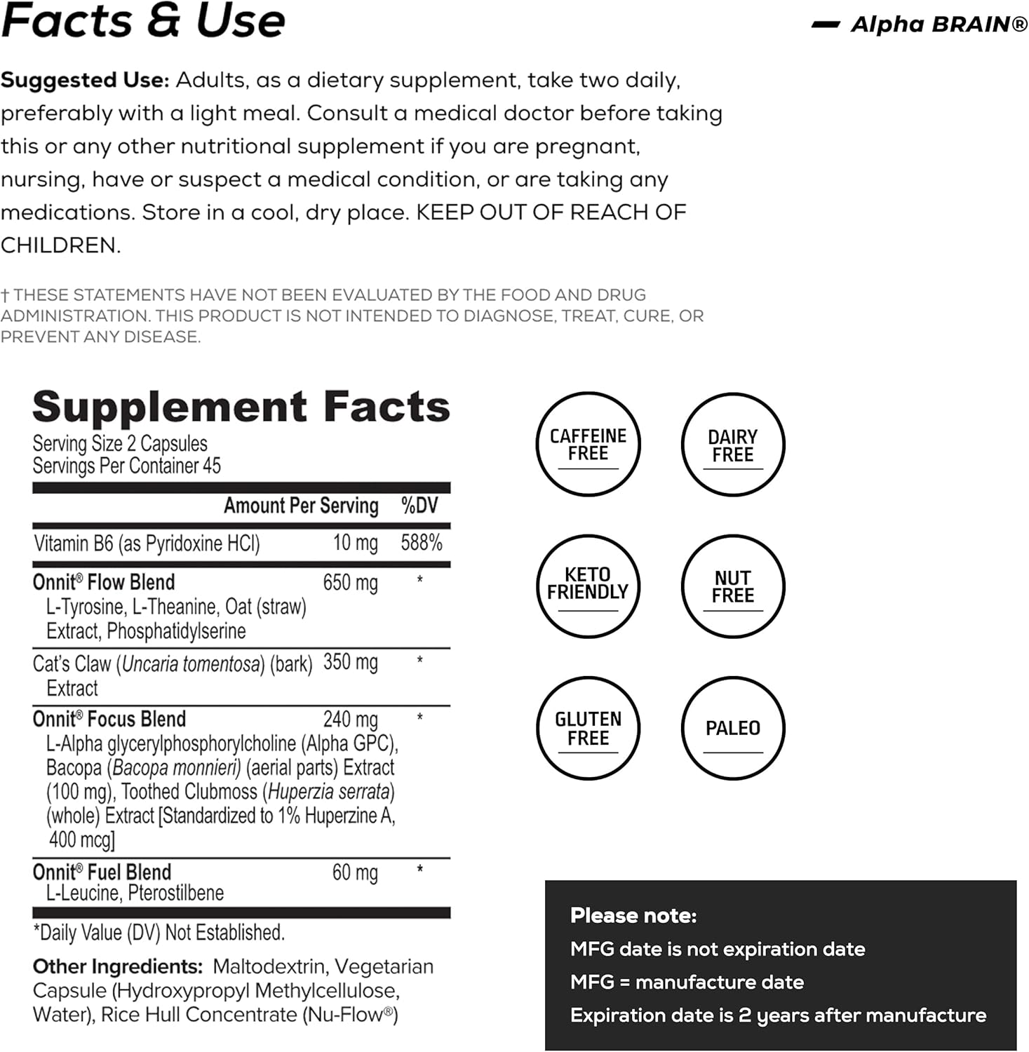 Alpha Brain Nootropic Brain Supplement Pack of 2 P706291