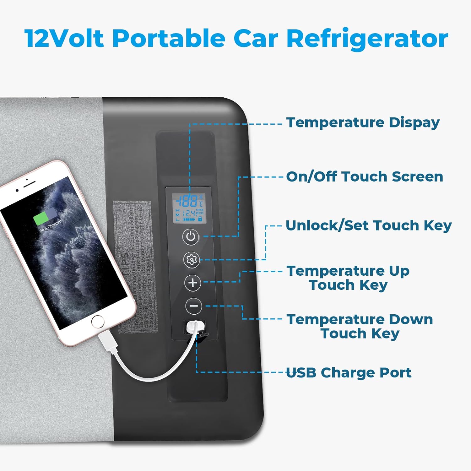 Portable Refrigerator, 12 Volt Car Freezer, Electric Compressor Cooler, 12V/24V DC and 110-240V AC Car Fridge D798