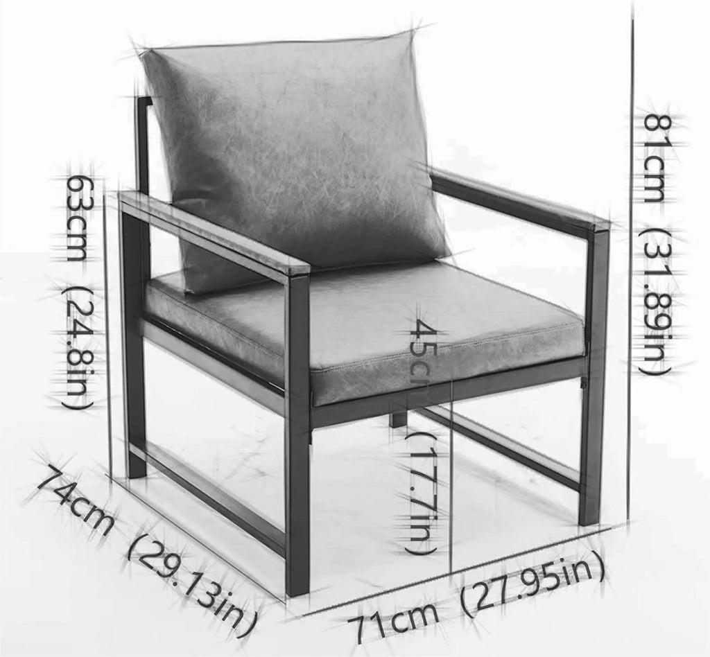 Gray Faux Leather Upholstered Accent Chair with Metal Frame J870218