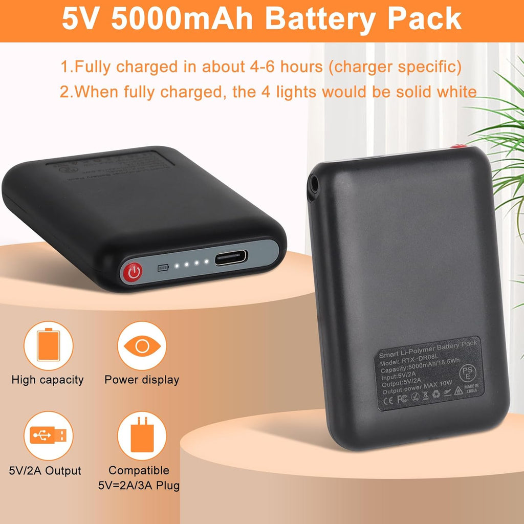 5V 5000mAh Li-Polymer Rechargeable Batteries (Black) O93796