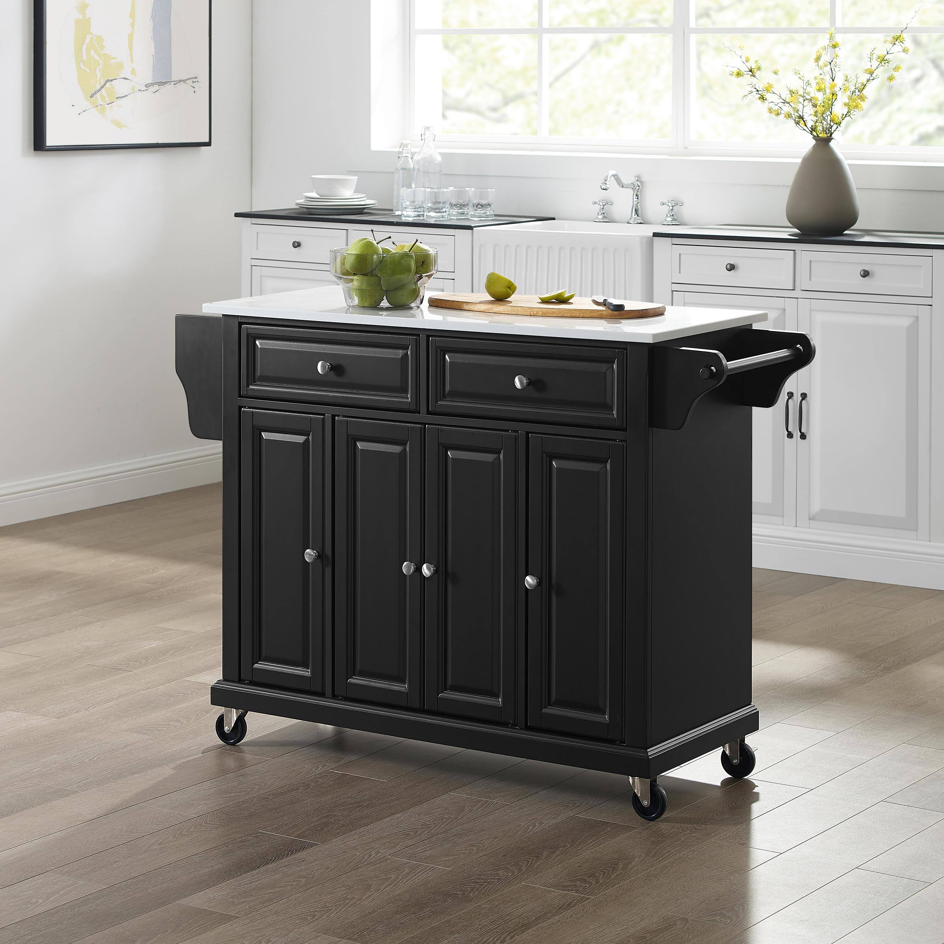 Black Granite Top Kitchen Cart S911