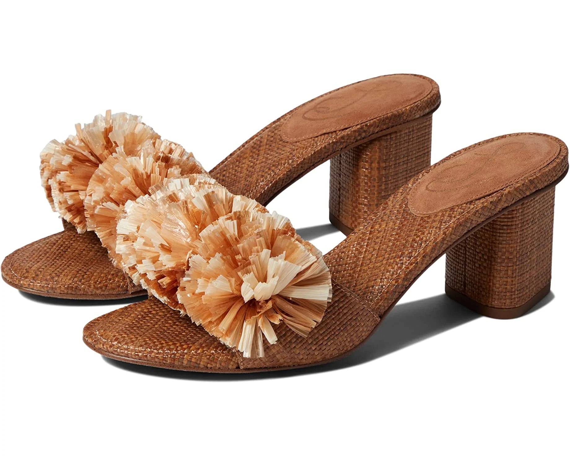 Brown Slip On Block Heeled Mules A688348
