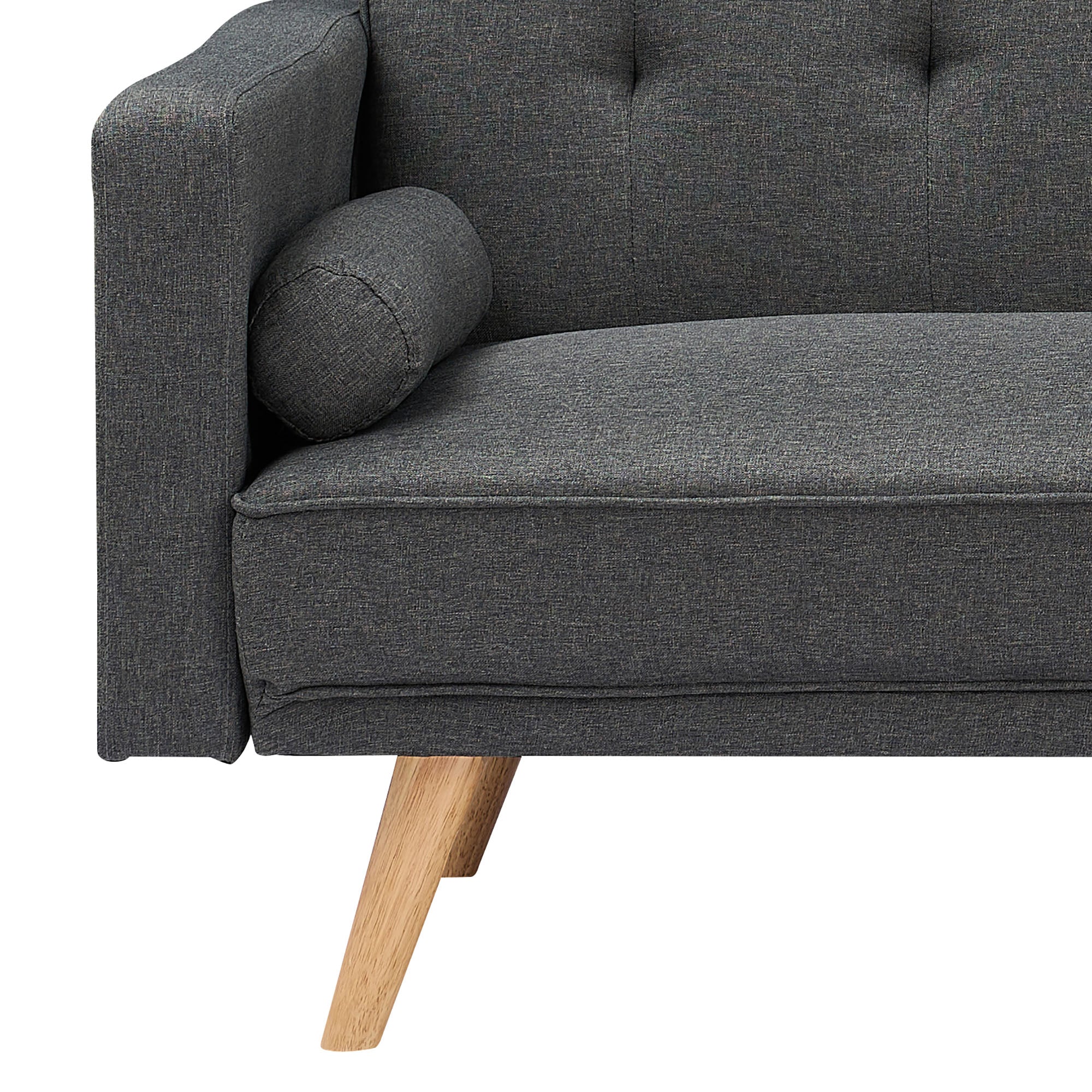 Dark Gray Fabric Futon Sofa Bed with Two Pillows D79172