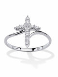 White Diamond Accent Cross Ring in 18k Gold-Plated or Platinum-Plated Sterling Silver S659272