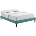 Teal Queen Fabric Bed Frame with Squared Tapered Legs U58800