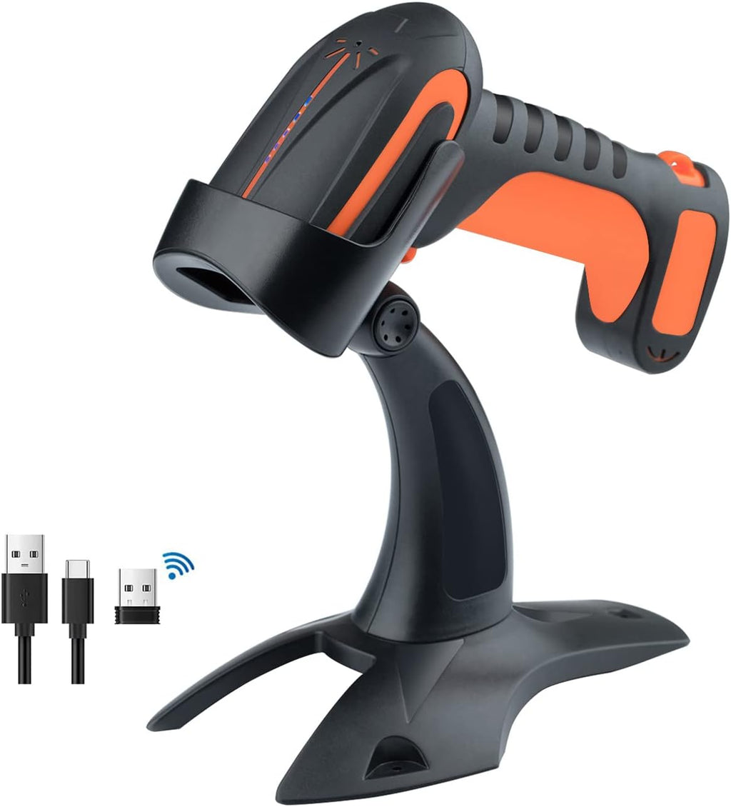 Industrial Wireless Barcode Scanner 2D QR 1D Bar Code Reader 2.4G Wireless 2500mAh Green Y65627