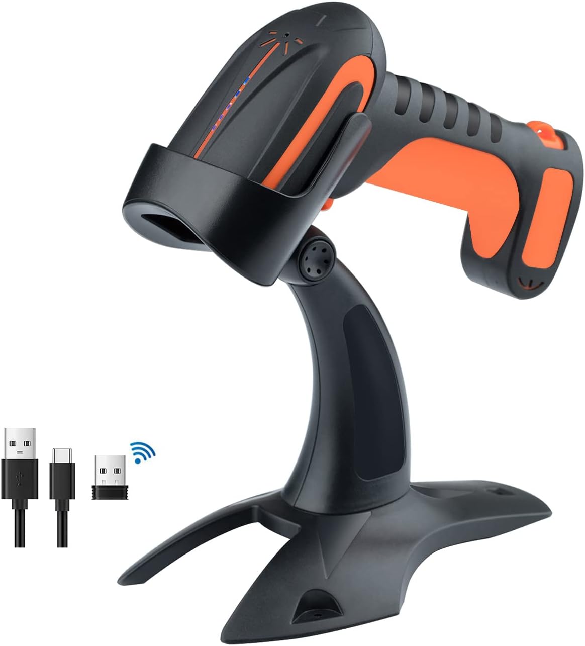Industrial Wireless Barcode Scanner 2D QR 1D Bar Code Reader 2.4G Wireless 2500mAh Green Y65627