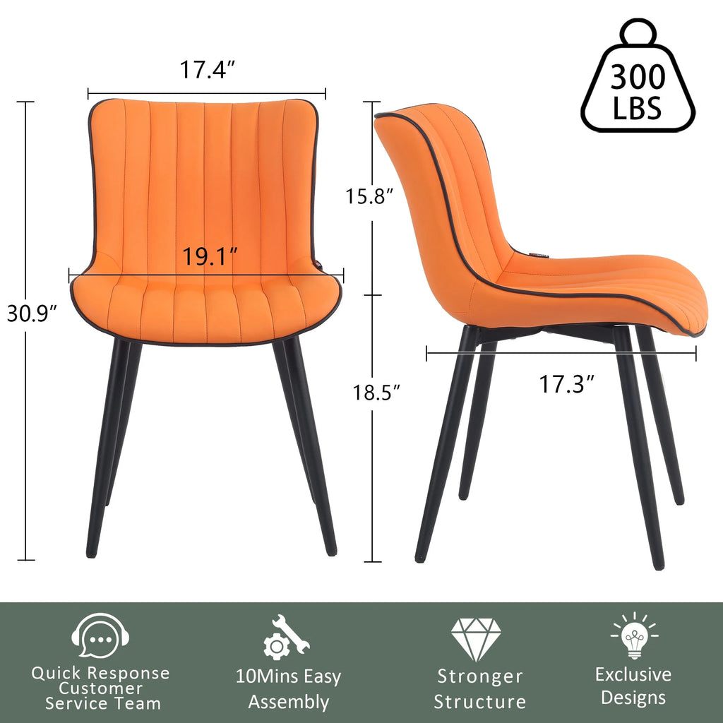 Orange PU Leather Wingback Dining Chair Set of 4 Q787886