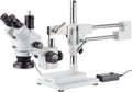 Trinocular Stereo Zoom Microscope, 3.5X-90X Magnification, 0.7X-4.5X Zoom Objective, LED Ring Light, Double-Arm Boom Stand, 0.5X and 2.0X Barlow Lens H62324