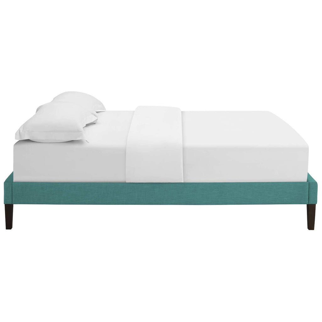 Teal Queen Fabric Bed Frame with Squared Tapered Legs U58800