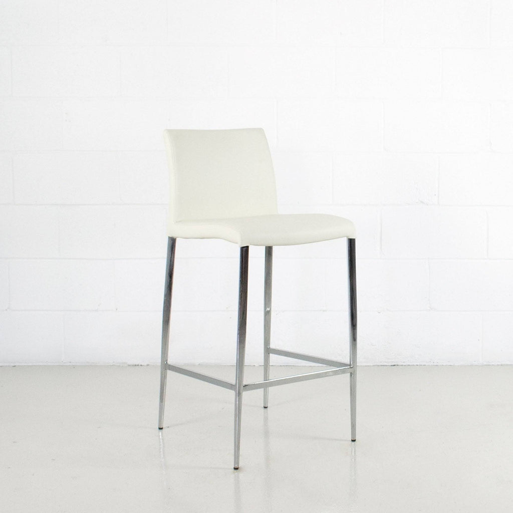White Leatherette Chrome Counter Stool N57455