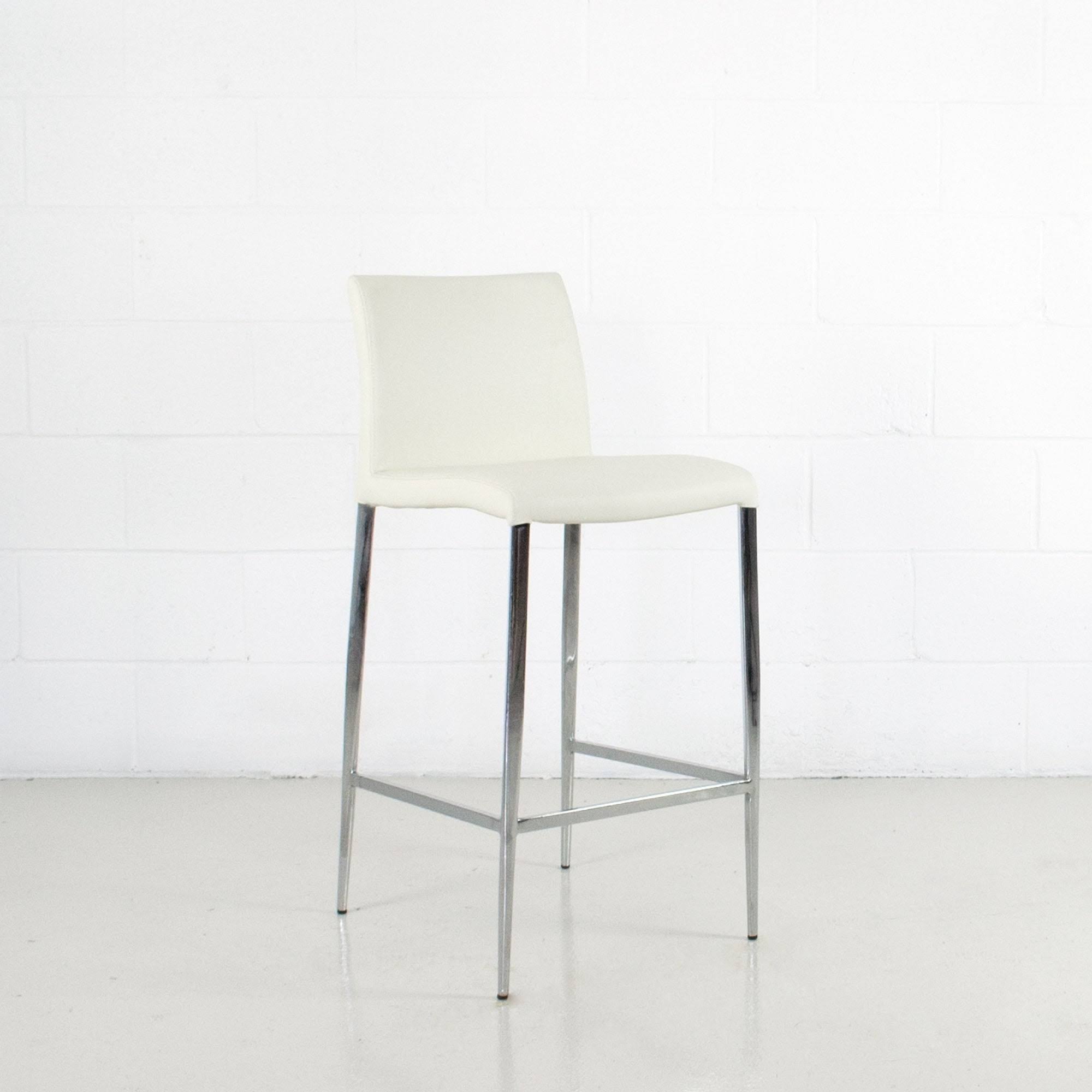White Leatherette Chrome Counter Stool N57455