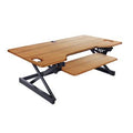Teak/Black Retractable Standing Desk Converter F705