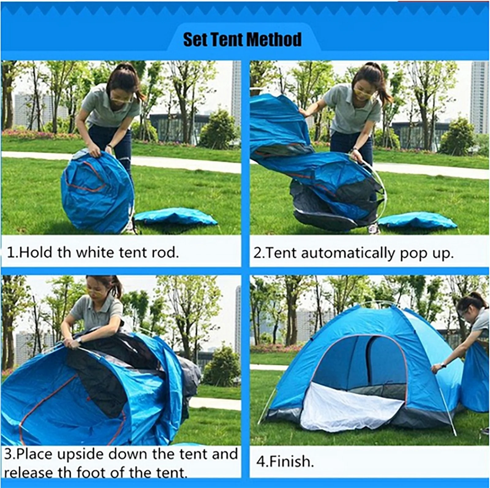 2 Person Instant Pop Up Camping Tent, 78 inch Blue D737610