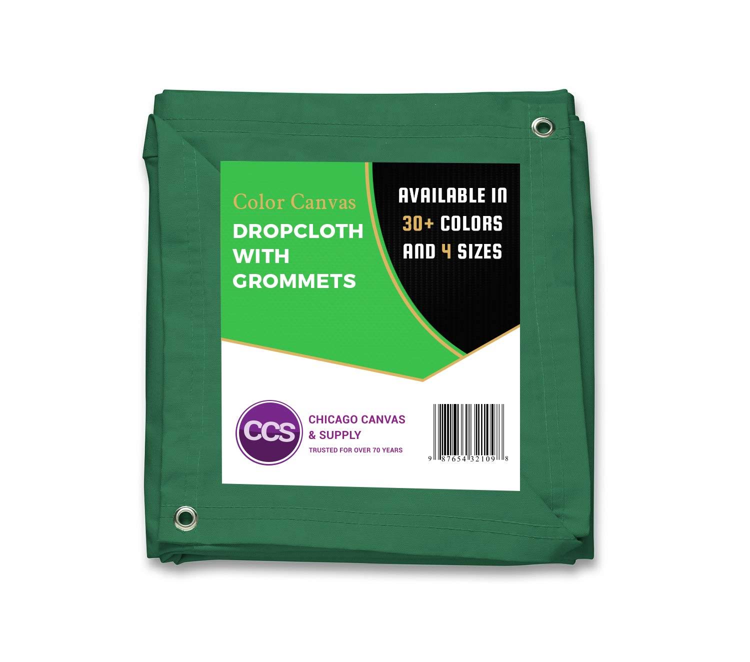 Green 10 Ounce Cotton Canvas Drop Cloth with Grommets Y81811