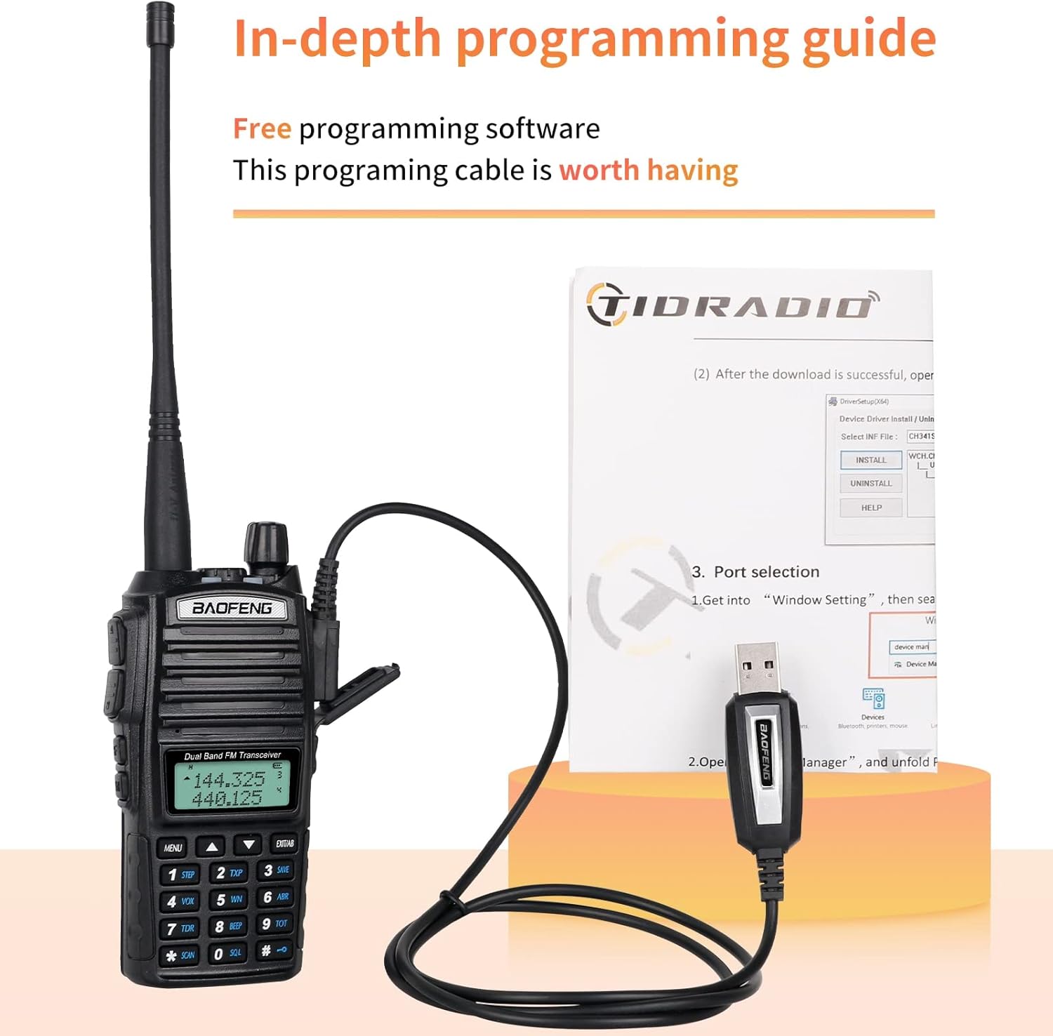 UV-82 High Power Portable 2 Way Radio with Extra 2800mAh Battery Full Kits X329