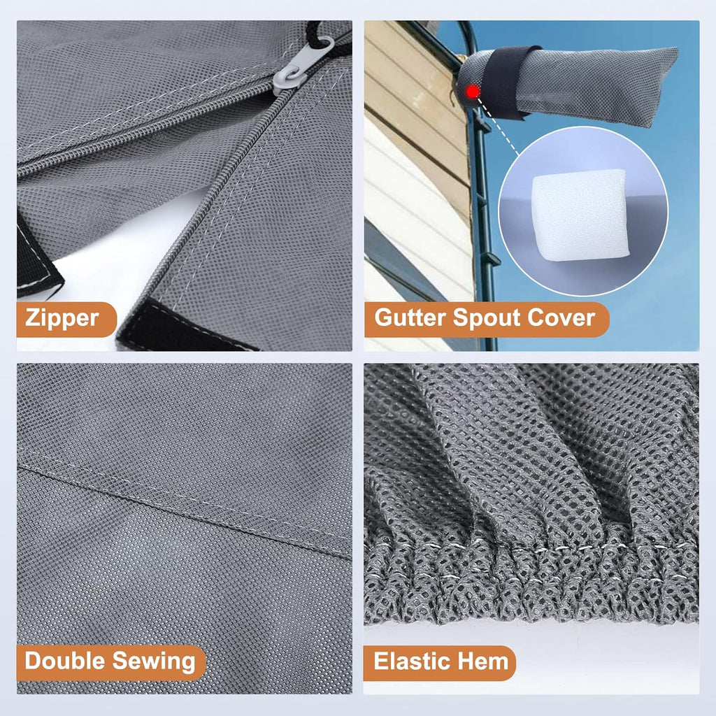 Heavy Duty 6 Layers Travel Trailer RV Cover Anti-UV Camper Cover for 24'1" - 26' Motorhome Breathable Rip-Stop with 2Pcs Extra Straps & Gutter Spout Covers J95514