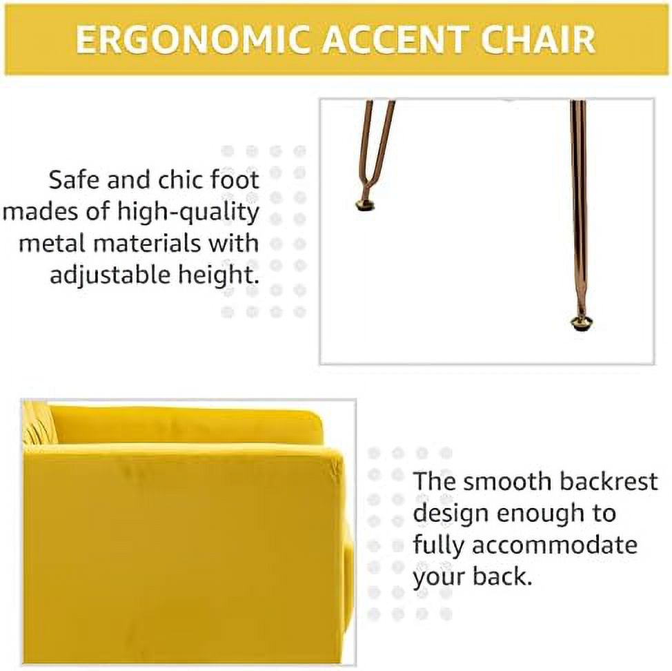 Mustard Velvet Accent Chair with Metal Legs Y3430
