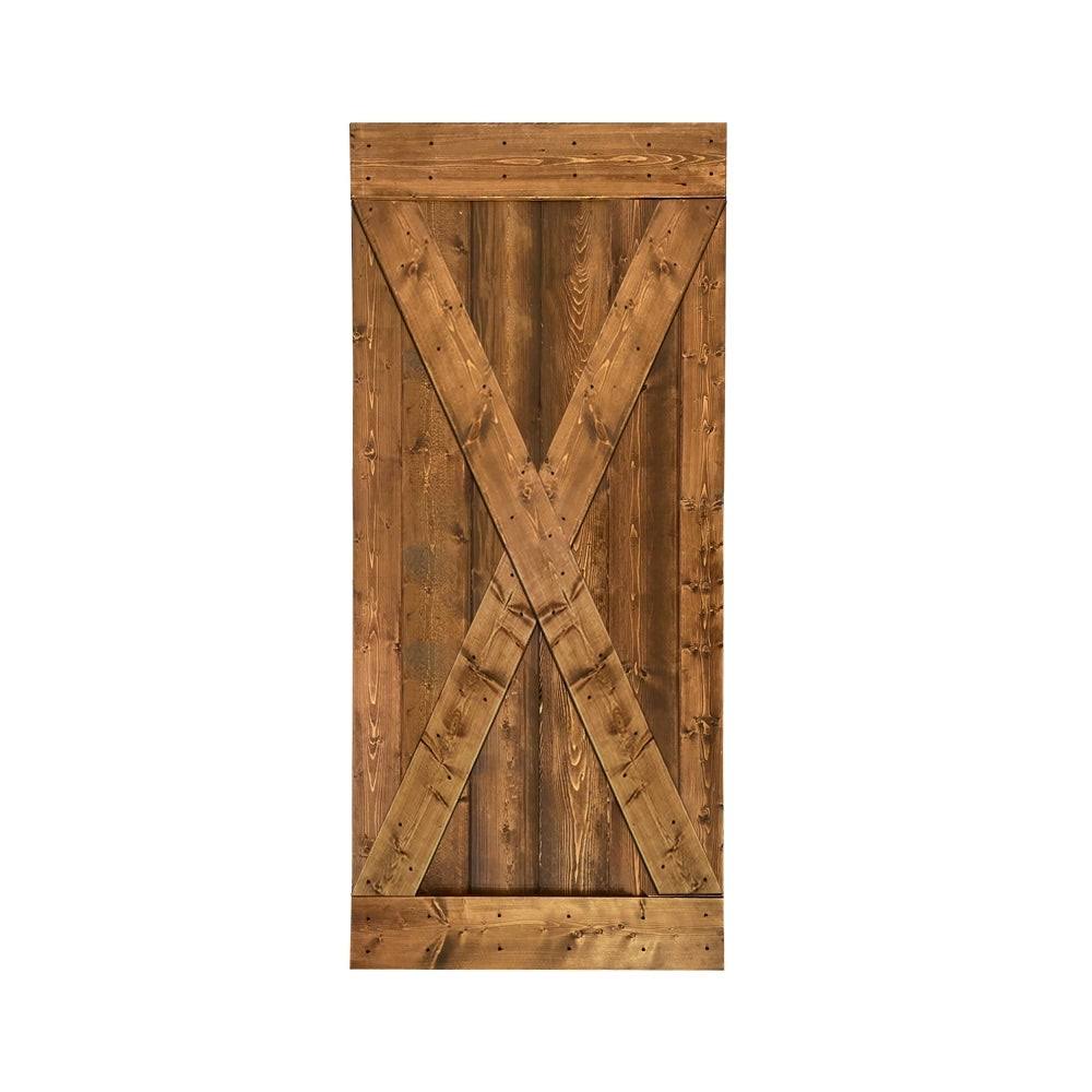 Solid Ocean Blue Stained Pine Wood Interior Sliding Barn Door Slab E409141