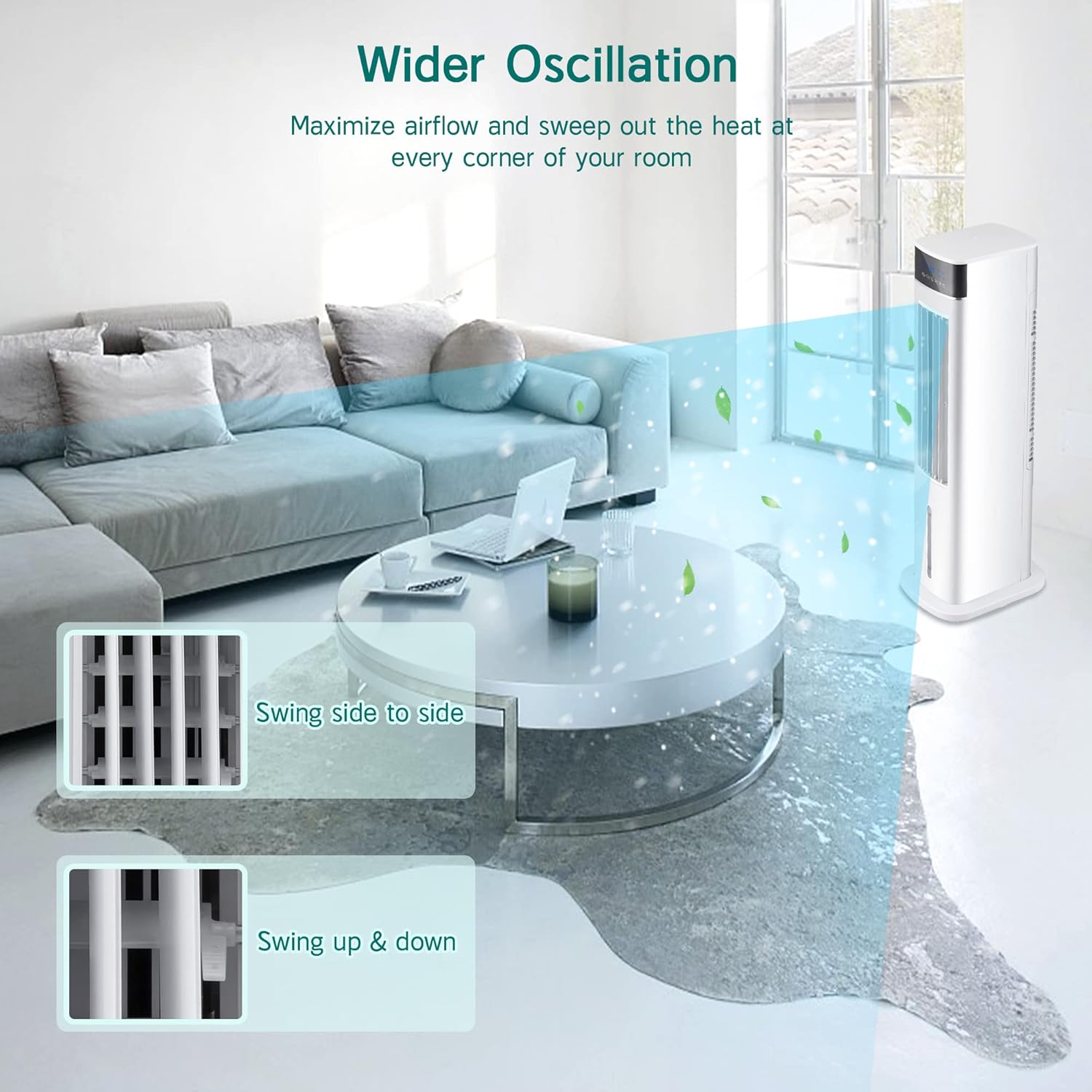 30" Evaporative Air Cooler with 70° Oscillation, 12H Timer, 3 Speeds 3 Modes, Remote Control Z504128