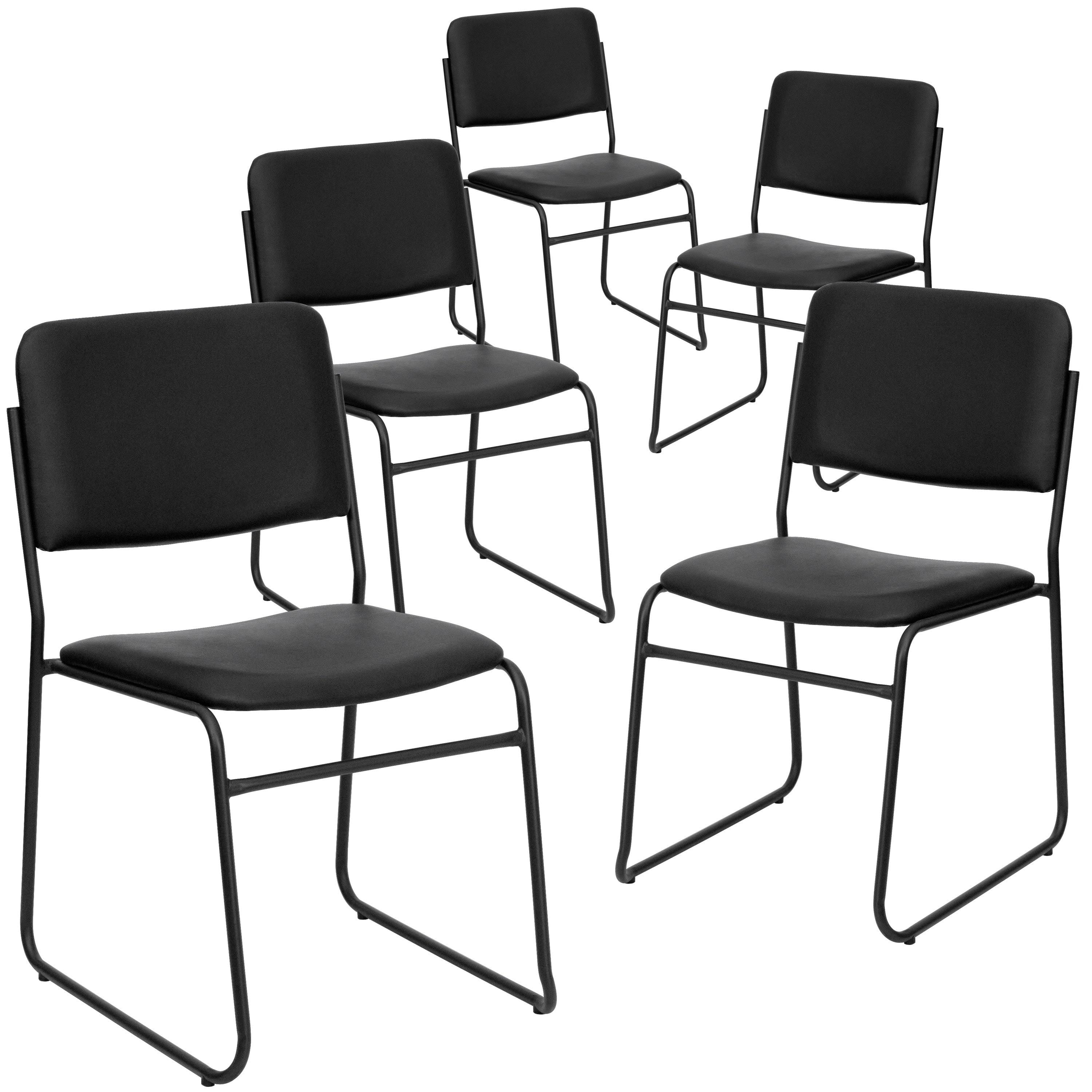 Black Vinyl Stacking Chair 5 Pack N915