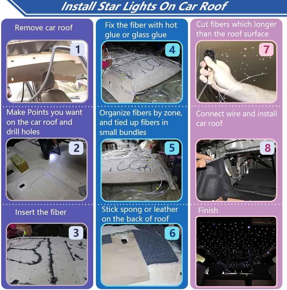 550pcs 0.03in 13.1ft Bluetooth Fiber Optic Star Ceiling Light Kit M93623