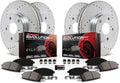 Front and Rear Carbon Fiber Brake Pads with Drilled & Slotted Brake Rotors Kit Z29899