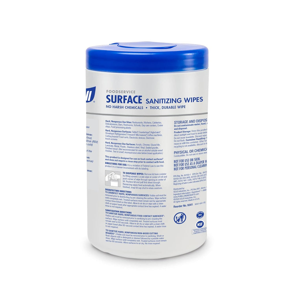 Fragrance Free Surface Sanitizing Wipes, 110 Count Canister, 7"x 10" Wipes, Pack of 6 X77234