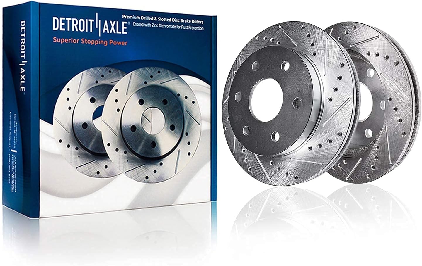 6 Lug Front Drilled Slotted Rotors + Ceramic Brake Pads 4pc Set R417308