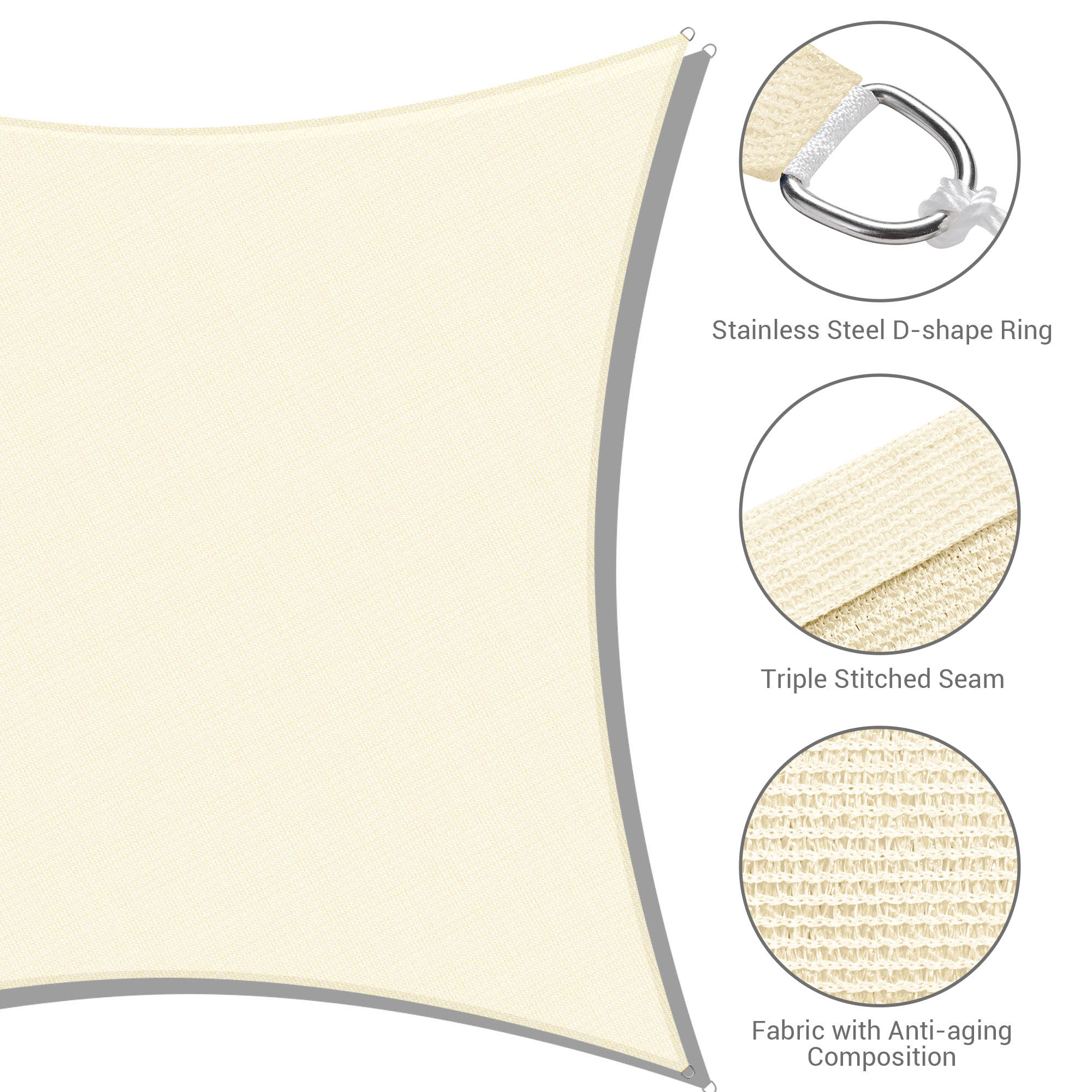 2 Pack 23x20FT Rectangle Sun Shade Sail Canopy Off White V91811