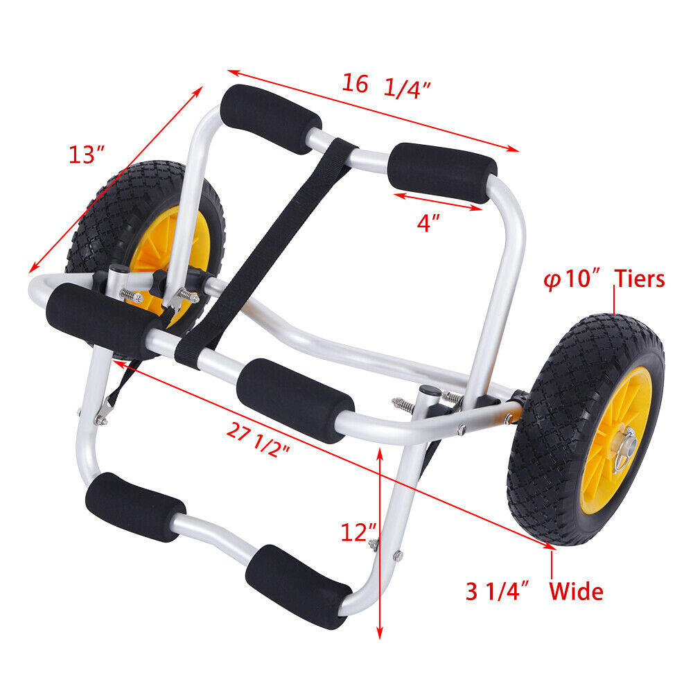 Silver Aluminum Alloy Canoeing Trailer Cart with 2 Wheels Y147