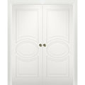 Matte White MDF Sliding French Double Pocket Doors with Kit Rail Hardware S812