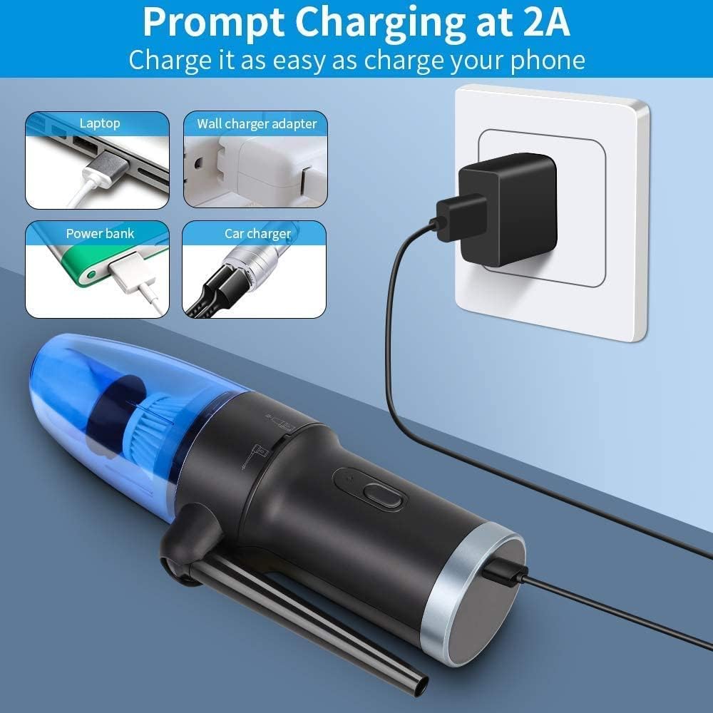 Compressed Air Duster & Small Vacuum Cleaner 2-in-1, USB Rechargeable O70641