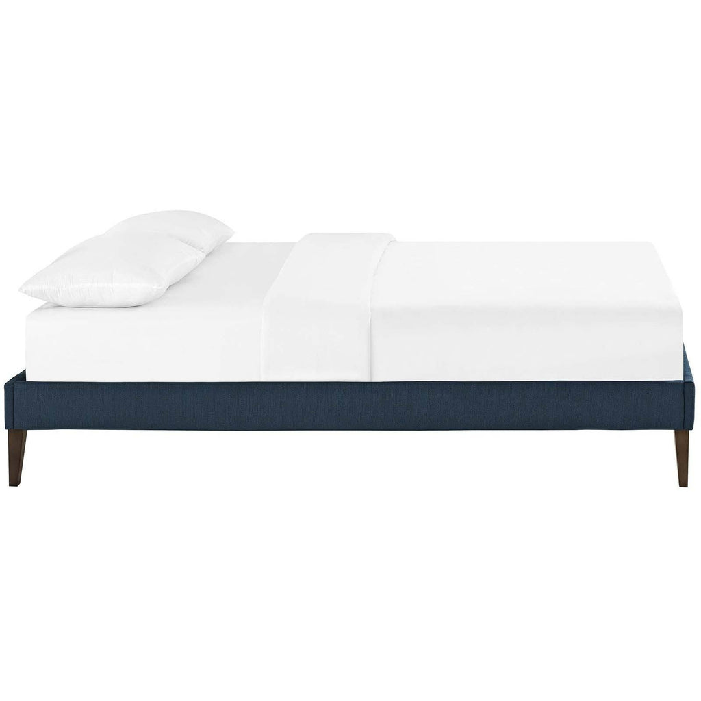 Teal Queen Fabric Bed Frame with Squared Tapered Legs U58800