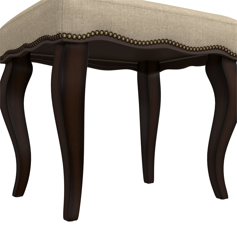 Burnished Oak Wood Backless Vanity Stool Z969