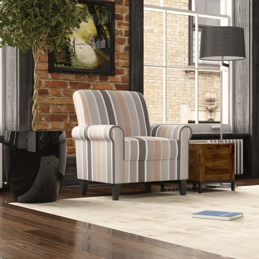 Muted Multi Stripe Rolled Arm Chair Y3808