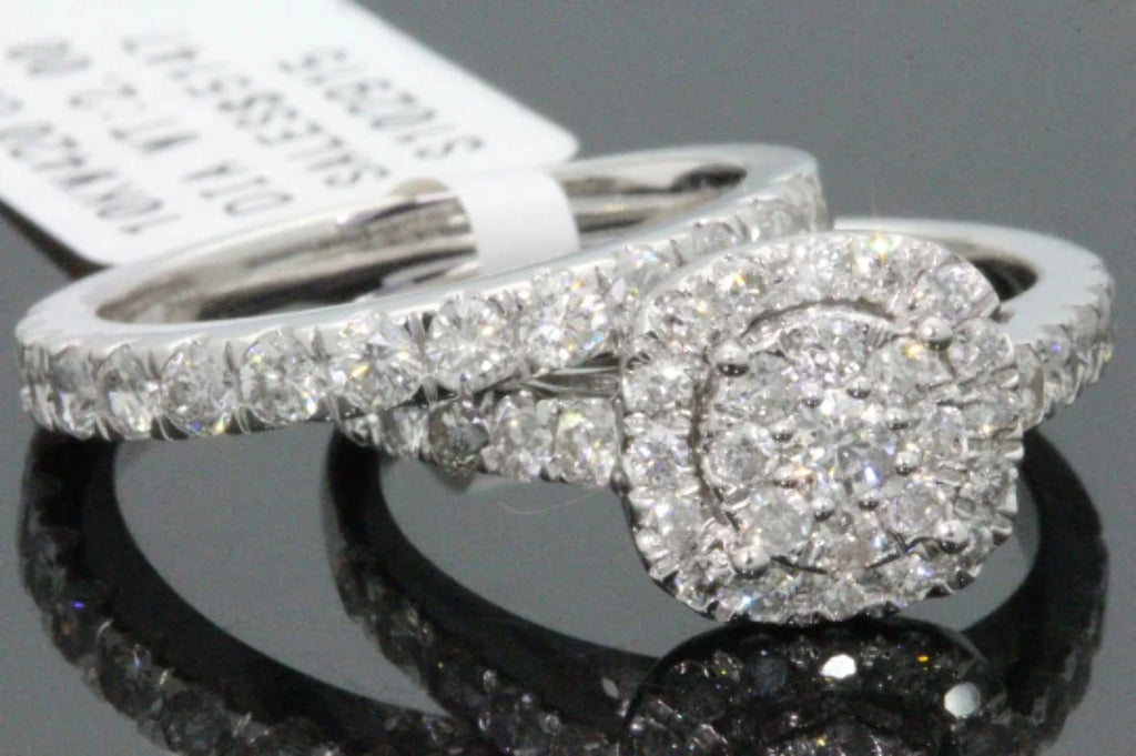 10K White Gold 2 Carat Real Diamond Bridal Set S21955