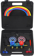 3 Way AC Manifold Gauge Set with 5FT Hose, 2 Adjustable Coupler, Valve Core Remover Spanner Pack of 2 M26461