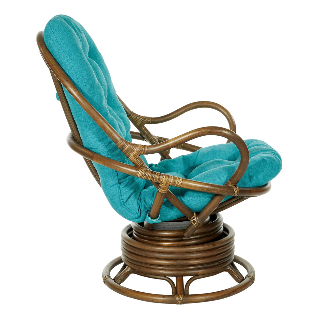 Blue and Brown Rattan Rocking Chair Q746694