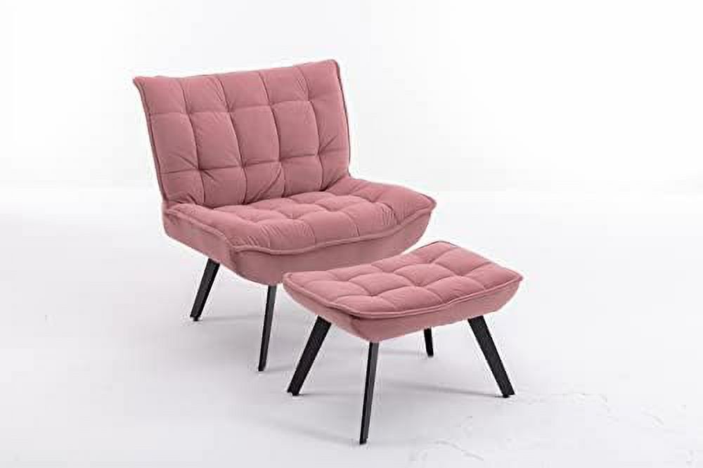 Pink Velvet Accent Chair with Ottoman K63072