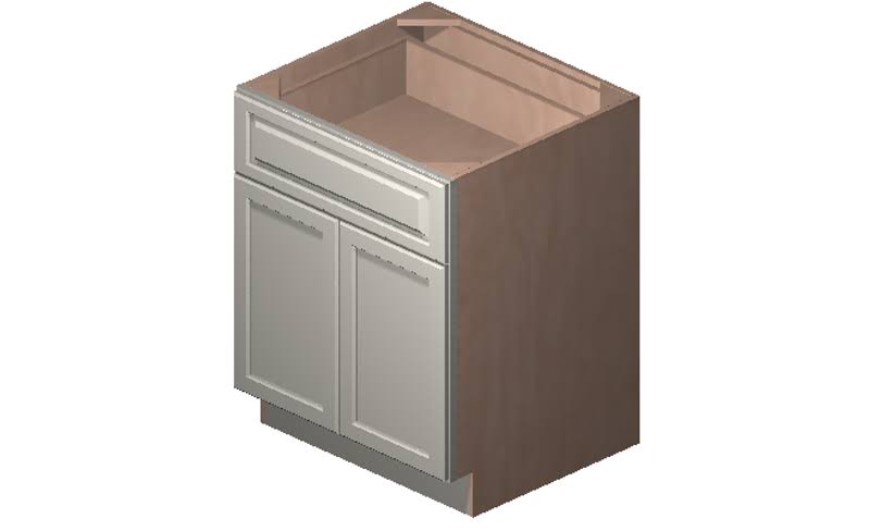 Antique White 2 Doors 1 Drawer 1 Shelf Base Cabinet High-Density Fiberboard D97447