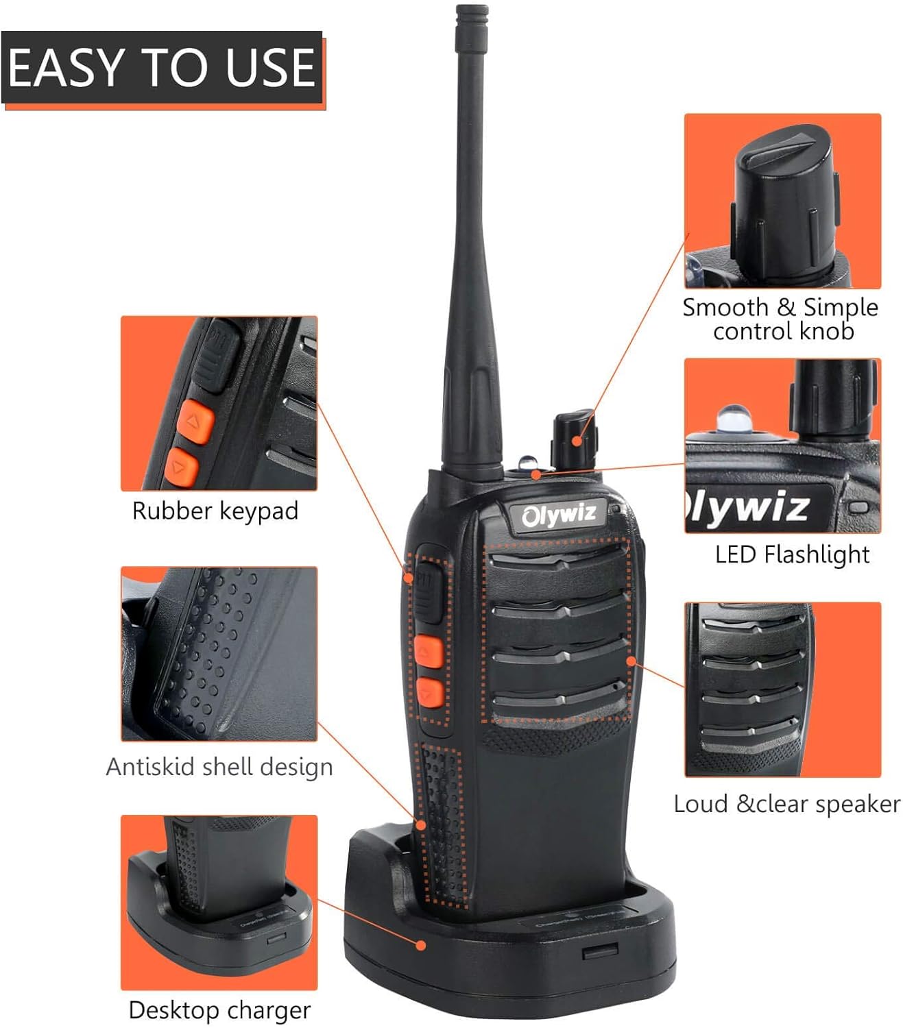 4 Pack GMRS Radio Rechargeable 2 Way Radio with Flashlight Z855609