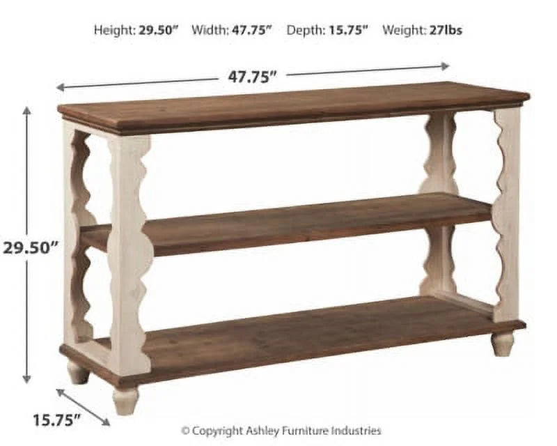 Antique White/Brown Sofa Console Table Q229999
