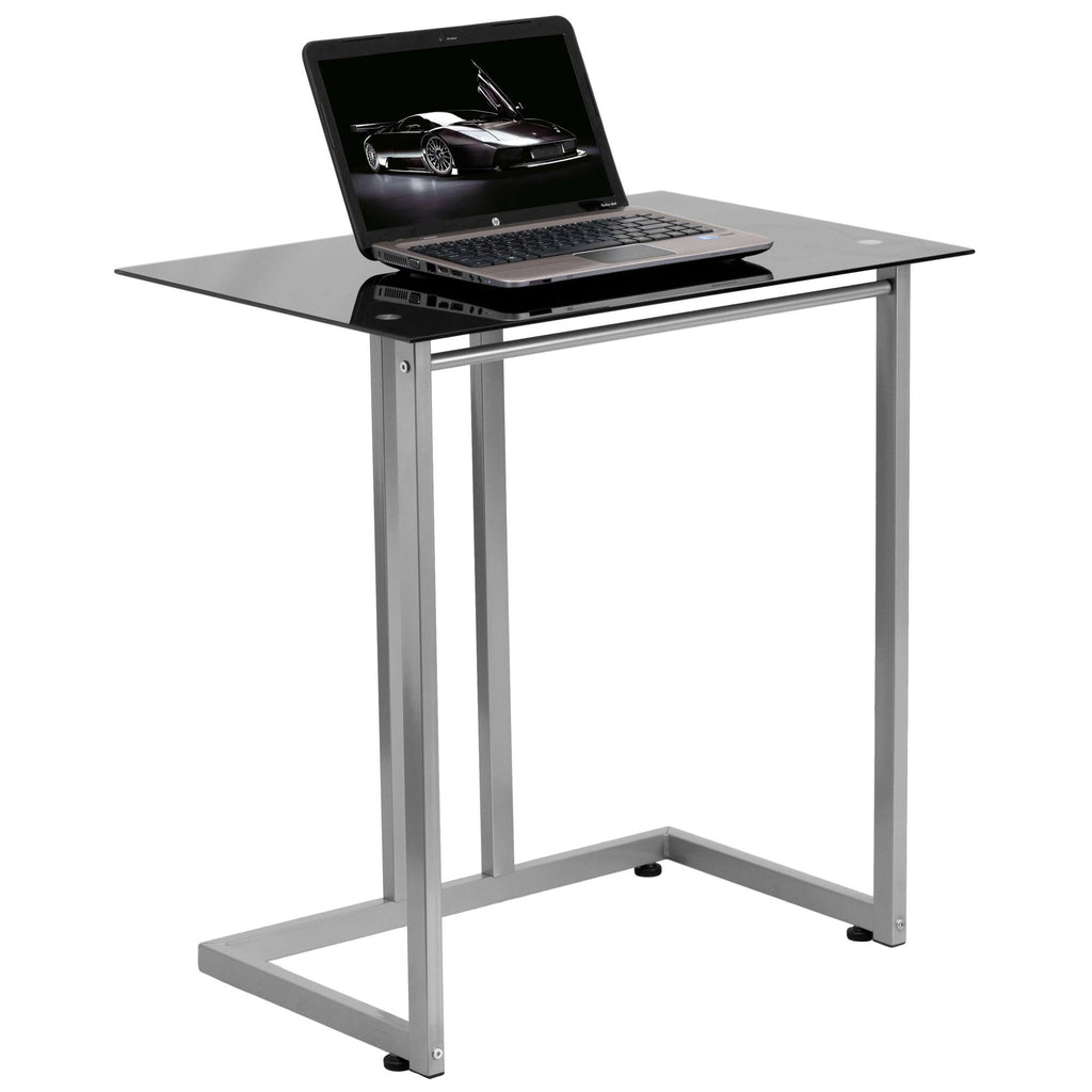Black Computer Desk with Pull-Out Keyboard Tray U1646