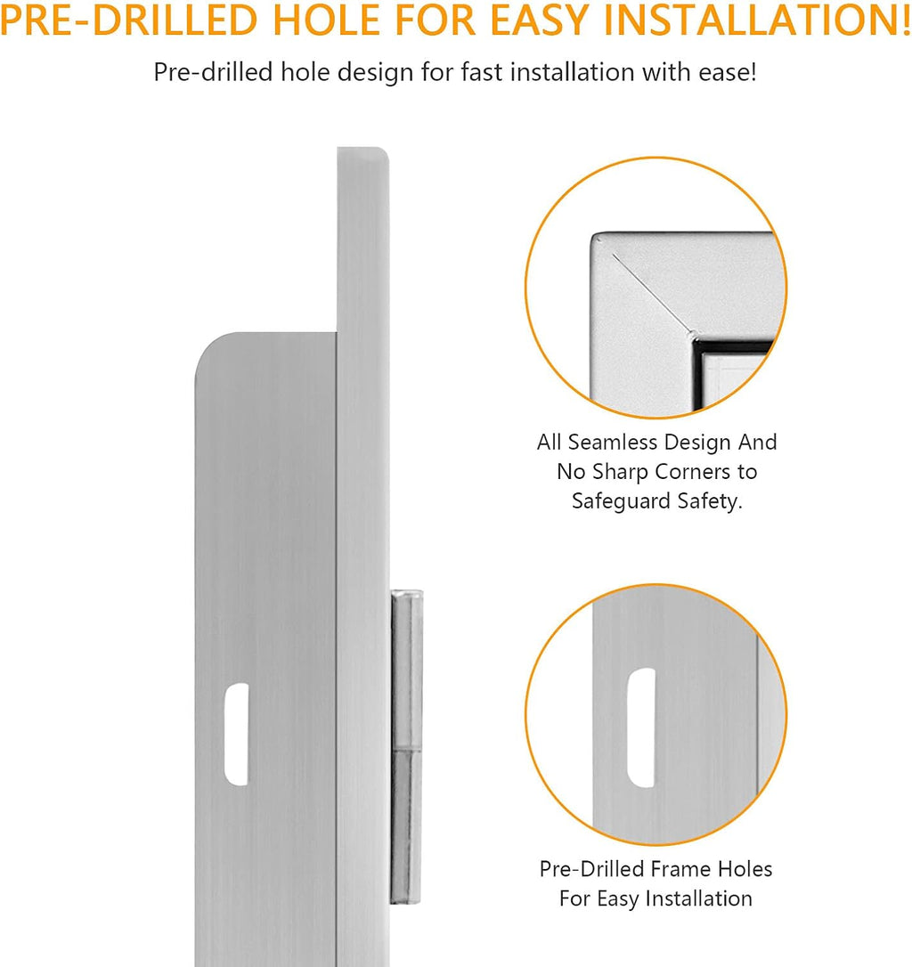 14W x 20H Inch Stainless Steel Outdoor BBQ Access Door R98432