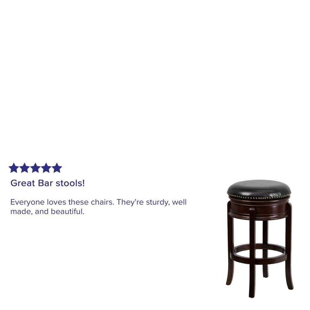 Light Cherry Wood Barstool with Black Leather Swivel Seat U6294