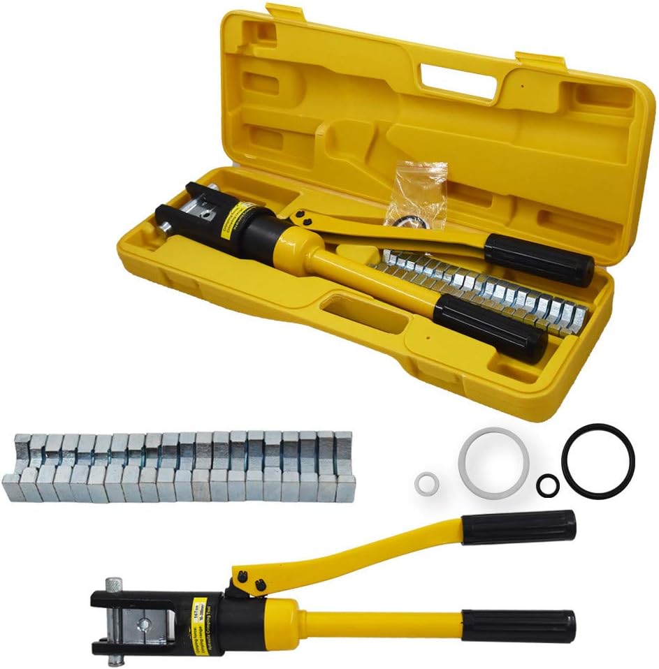 16 Ton Hydraulic Wire Crimper Battery Cable Lug Terminal Crimping Tool w/ 11 Dies Pack of 2 T50282