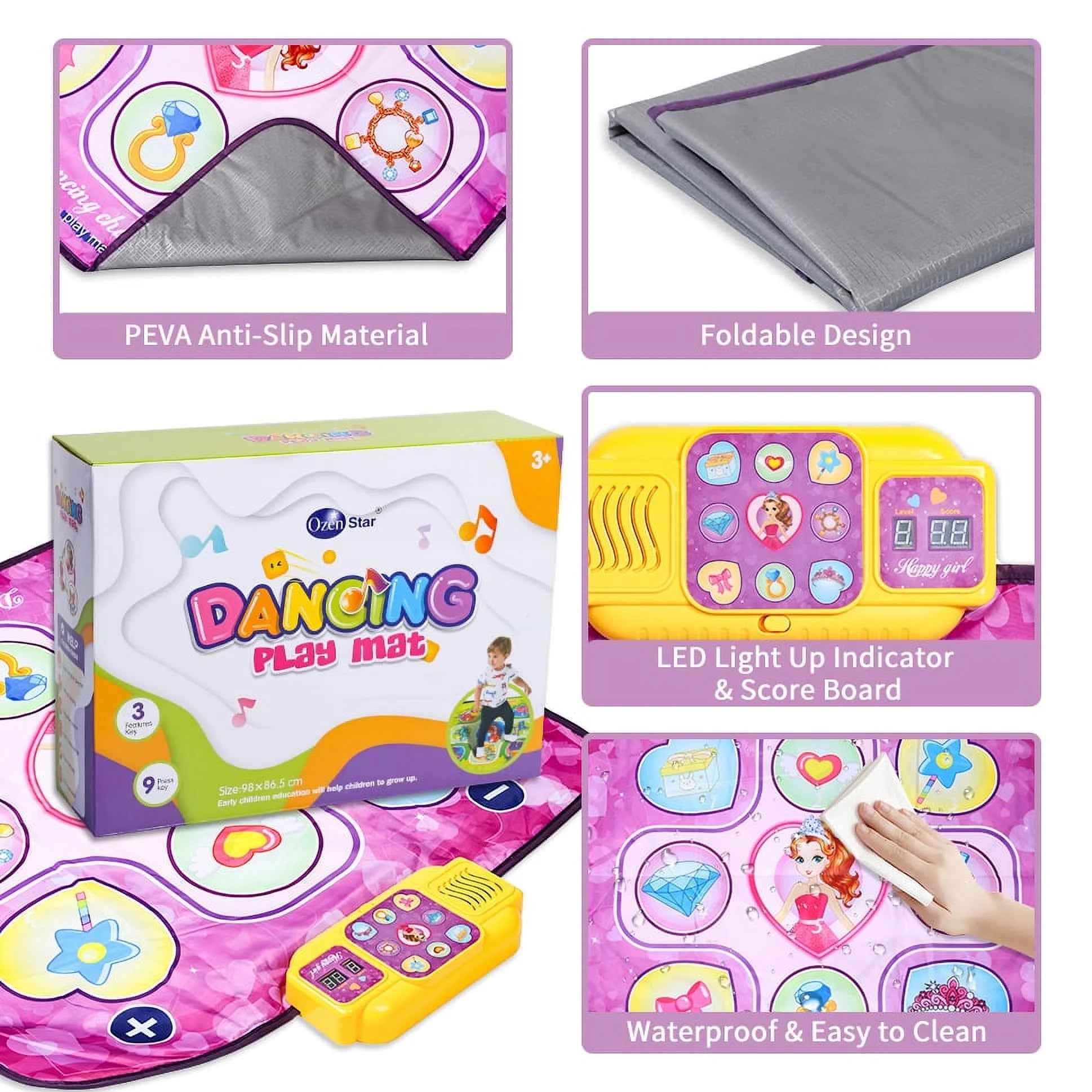 Dance Mat Toys with LED Lights, 9 Built-in Music, 7 Game Modes D846479